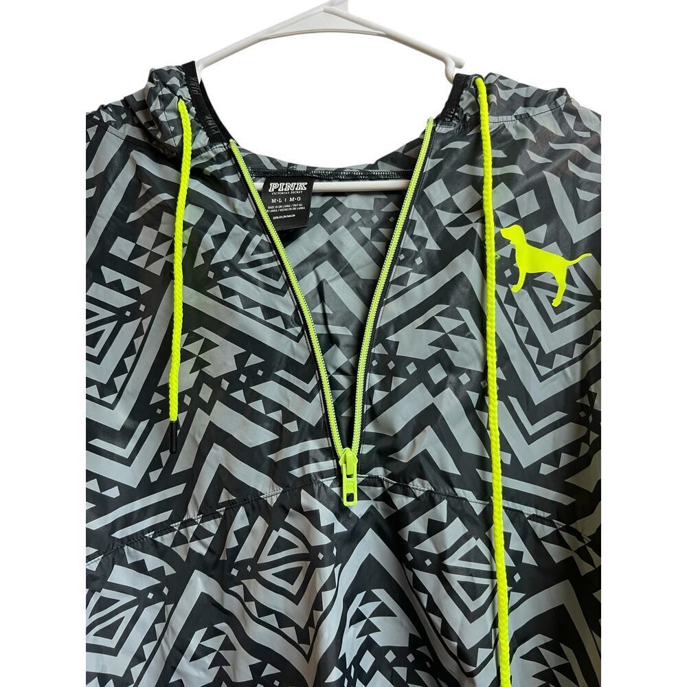 Victoria's Secret PINK Gray Black Aztec Print Anorak Pullover Windbreaker M/L - Picture 3 of 10
